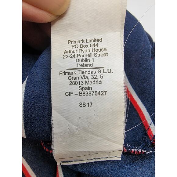 Atmosphere Striped Navy Blue and Red Blouse, Size 6 - Picture 14 of 14